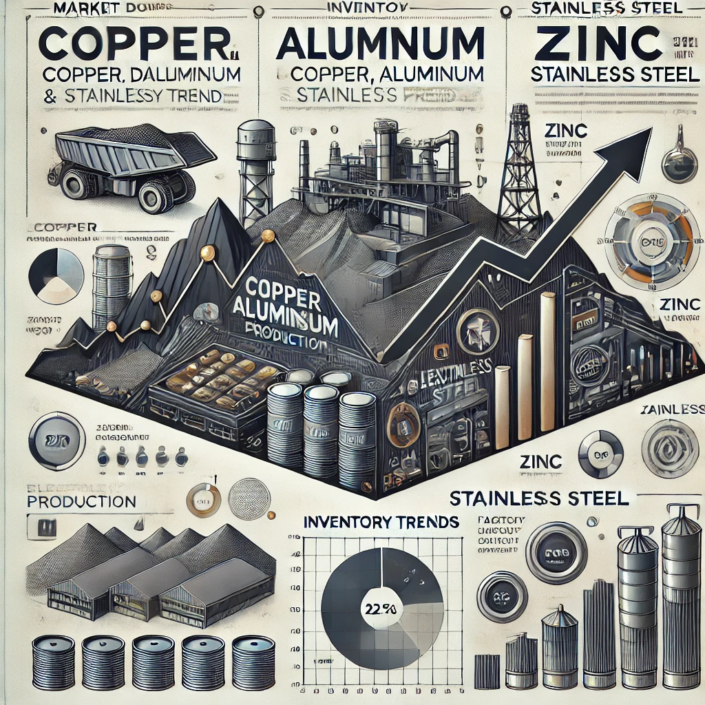 Dinámica del mercado y tendencias de los inventarios en los sectores del cobre, el aluminio, el zinc y el acero inoxidable: actualización de agosto